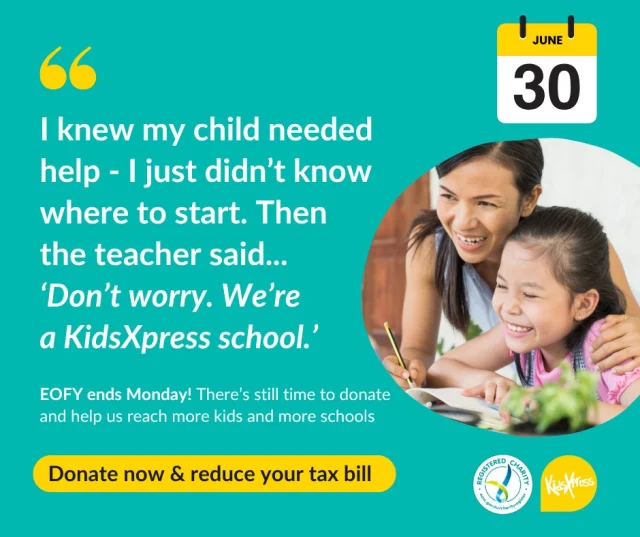 Three days left to make your EOFY donation count. Three days to reduce your tax bill.  Your support funds expressive therapy delivered right at a child’s school, where it’s accessible, trauma-informed, and designed for children.  And because children aren’t raised in isolation, we support teachers and carers too - creating a network of care around every child.  97% of children who participated in our expressive therapy program last year said it helped them. Not just a little... a lot.  Donate before June 30 to help more children get the support they need.  Because parents can’t do it alone.
And neither can teachers.
Nor should they have to.  https://kidsxpress.org.au/get-involved/donate/