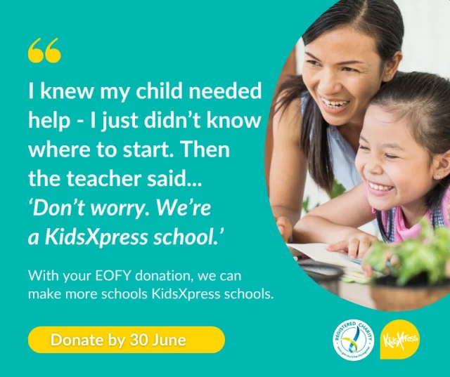 1 in 7 kids face mental health challenges but over half don’t get the professional help they need.  KidsXpress delivers expressive therapy - the kind that works best for kids - right at school, at no cost to families and without stigma.  But we don’t stop at children. We support teachers and the caregiving community around them, building a network of care.  Last financial year, we:
– Reached 2,698 students
– Supported 217 teachers
– Delivered 2,601 hours of direct trauma-informed support  With your EOFY donation, we can make more schools KidsXpress schools.  Make a tax deductible donation by 30 June and help a child get the support they need — when and where it matters. 💛  https://kidsxpress.org.au/get-involved/donate/