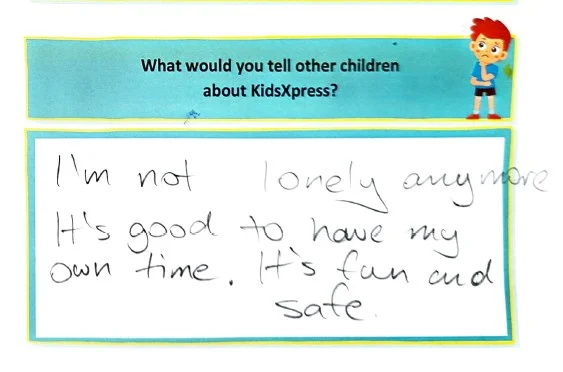 “I’m not lonely anymore...” 💜  For children, a sense of connection and belonging at school can make all the difference and at KidsXpress we create safe, fun spaces where that connection can grow.  #TestimonialTuesday #SafeSpaces #BelongingMatters #KidsXpress #SchoolPartnershipProgram #ExpressiveTherapy #CreativeTherapy #ChildMentalHealth