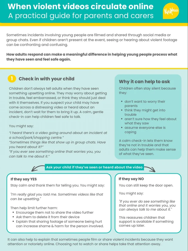 Many people will have seen media coverage of a violent incident involving Sydney school students, including distressing footage circulating online.  Our thoughts are with the young person at the centre of this incident and their family. When moments like this are shared widely, it can extend the harm for the child involved and impact many other young people who may have seen the footage.  Completely shielding children from what spreads online is almost impossible. But how we respond as adults can make a real difference.  If your child has seen or heard about the video, this can be an important moment to check in and create space for them to talk about how they’re feeling.  Children shouldn’t have to carry these moments alone. It’s up to us as adults to hold calm, supportive spaces where they can process what they’re feeling safely.  We’ve created a practical guide for parents and carers on how to support children when distressing videos circulate online.  #traumainformed