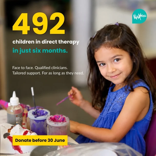 492 children received face-to-face expressive therapy through KidsXpress in just the first six months of 2026.  Not a referral to another service.  Not a phone number to call.  Not a link to an app.  A real clinician. Tailored support. For as long as each child needed it.  These are primary school-aged children, 12 and under, who arrived carrying things no child should have to carry alone.  This is what early intervention looks like in practice.  Through our school programs, children receive this support at no cost to their families, and across KidsXpress, every gift helps make therapy more accessible for children who need it.  If you’re in a position to give before 30 June, your donation is tax-deductible this financial year.  👉 Link in Bio  #ChildTherapy #EarlyIntervention #ExpressiveTherapy #KidsXpress #EOFY #ChildMentalHealth