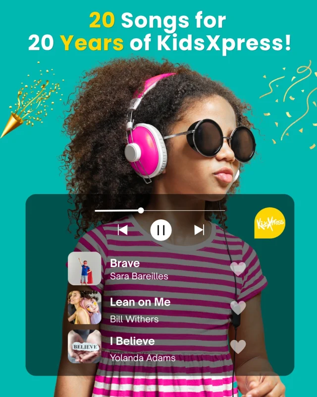20 songs for 20 years of KidsXpress. 🎶🎉  To mark our 20th birthday, we asked people across the KidsXpress community to choose one song that connects with our values: curiosity, creativity, courage, connection and care.  The result is a playlist that carries pieces of our story: the people, places and moments that have shaped KidsXpress over the past two decades.  Over the coming weeks, we’ll share some of the stories behind the songs, and the people who chose them.  Listen now via the link in bio.  Happy listening. ❤️