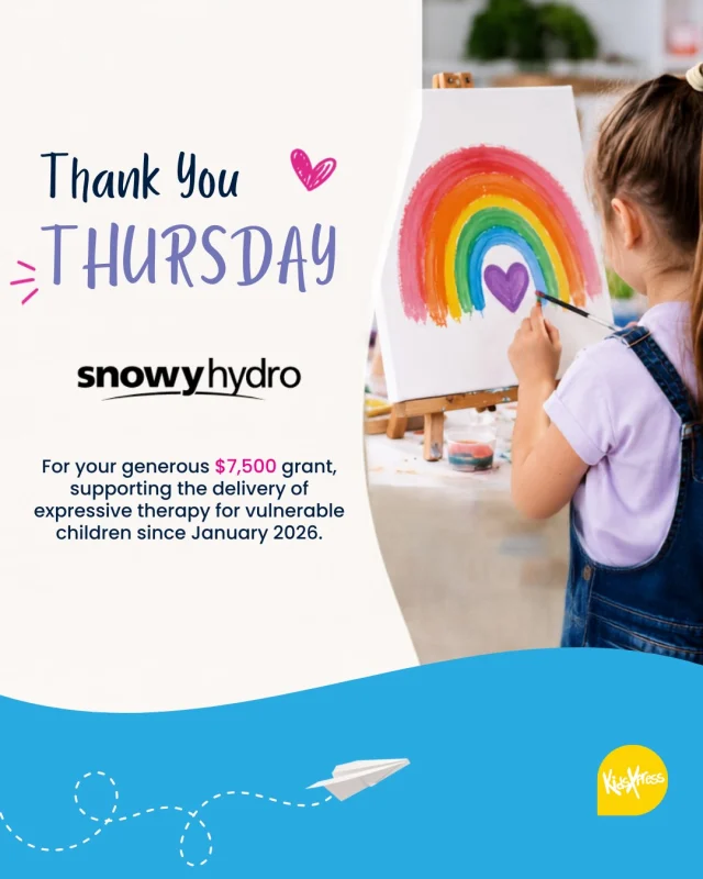 This week, we're sending a heartfelt thank you to @snowyhydroofficial for their generous $7,500 grant, helping more children and families in the Snowy Valleys access specialist mental health support close to home. 
Their support enables KidsXpress to deliver expressive therapy through our Tumut centre, providing children impacted by trauma and adversity with the support they need to express themselves, build confidence and resilience, and navigate life's challenges. 
Partnerships like this are vital in helping us reach regional communities, ensuring children and families can access access specialist mental health support without having to travel far from home. 
Thank you, Snowy Hydro, for your commitment to the wellbeing of local children and for helping create stronger, more connected communities. 
#ThankYouThursday #SnowyHydro #KidsXpress #ChildrensMentalHealth #SnowyValleys #Tumut #CommunityPartnership #RegionalNSW #ExpressiveTherapy